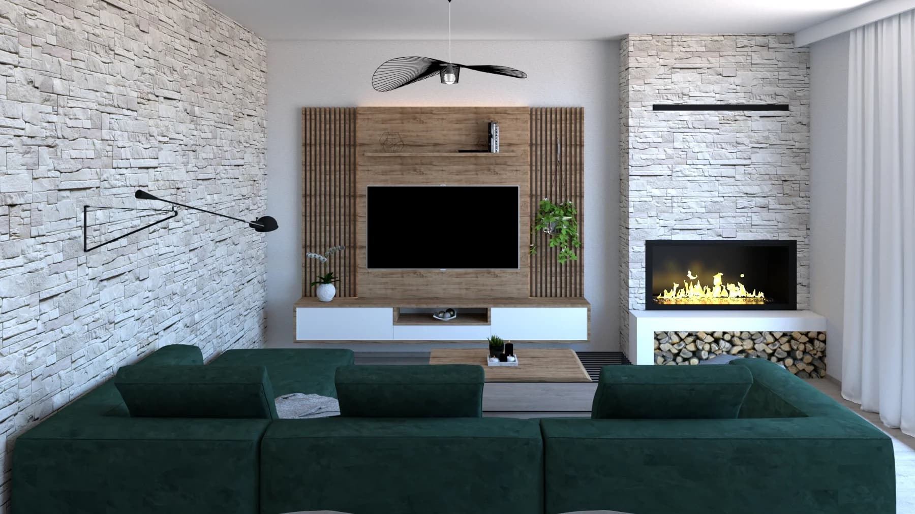 Interior, Living Room with Dining Room