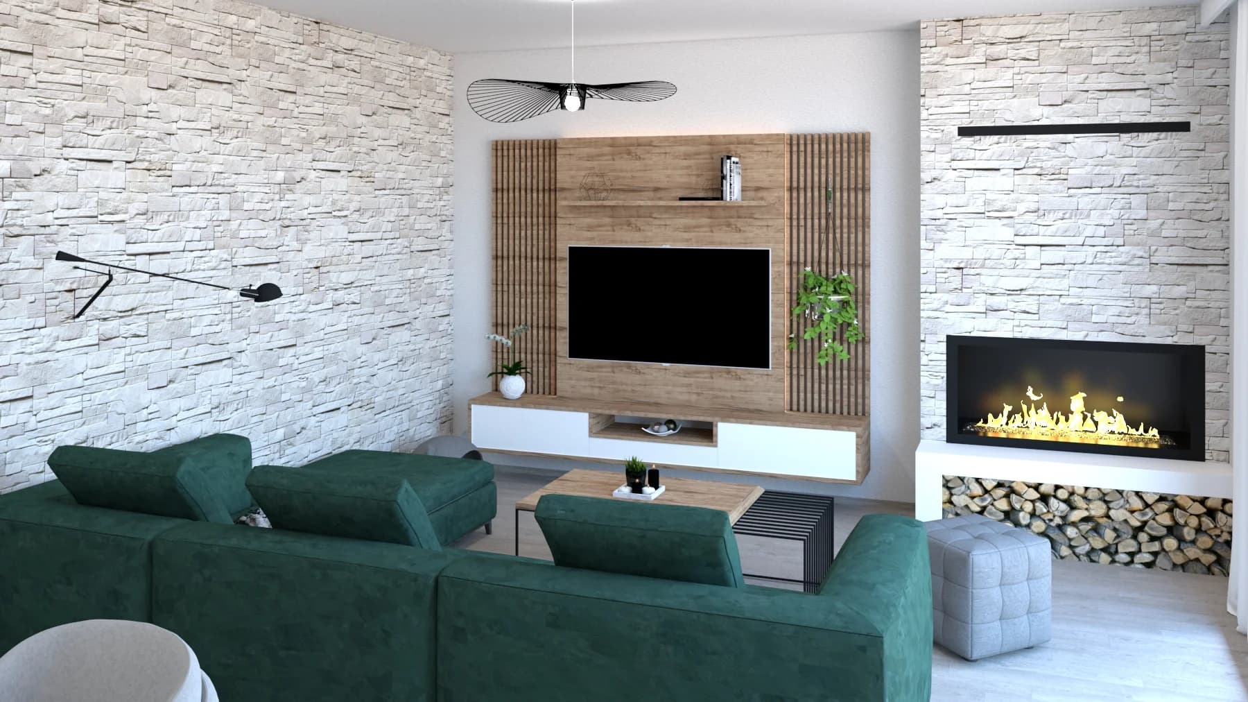 Interior, Living Room with Dining Room — 2