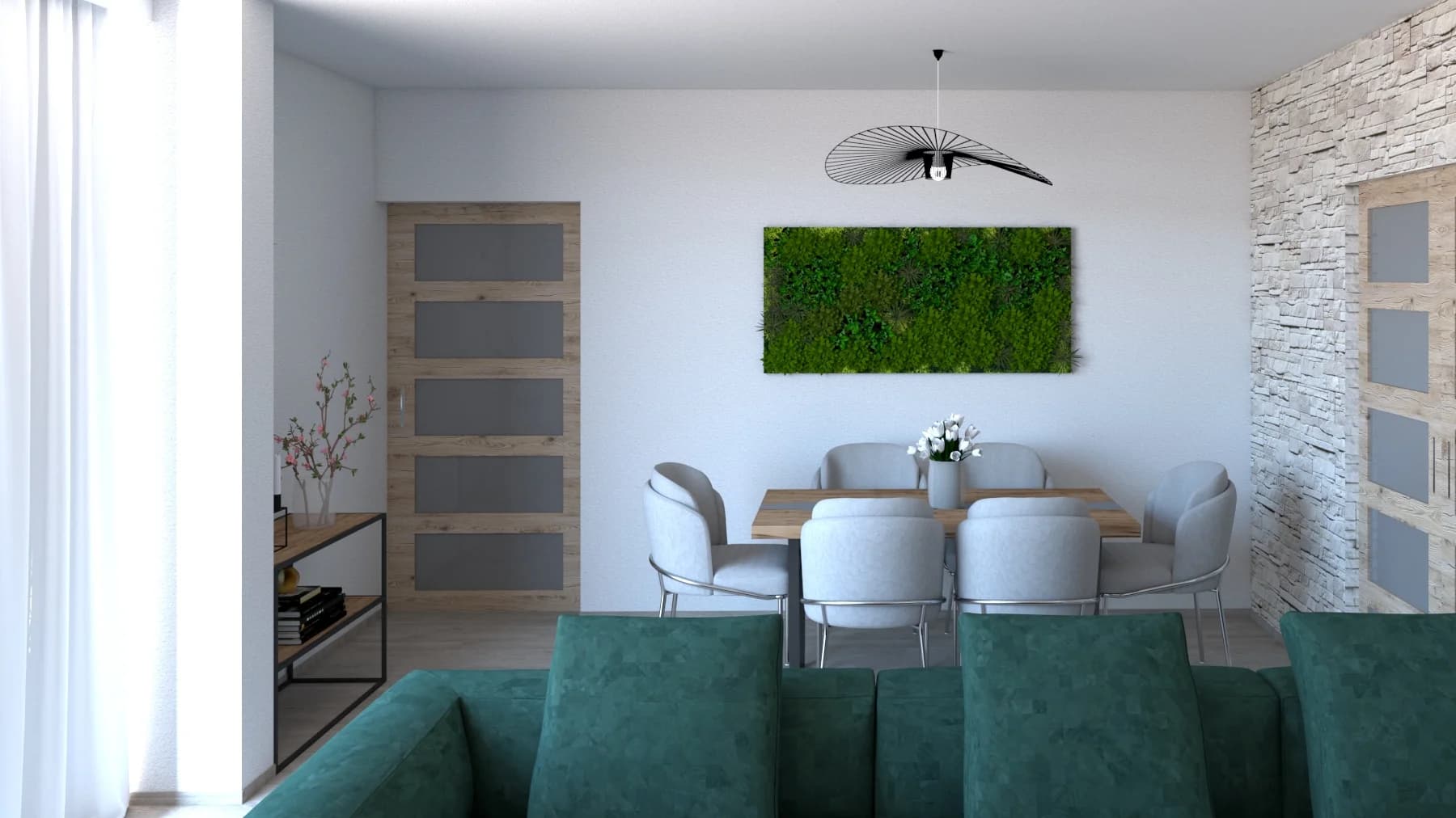 Interior, Living Room with Dining Room — 3